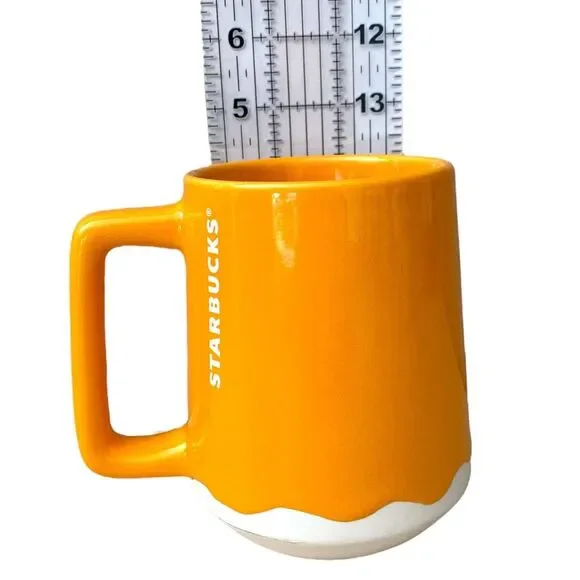 Starbucks 2022 Summer Mango Luster Orange Drip Ceramic Coffee Mug Cup 14oz ✨ - Picture 6 of 6